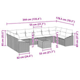 vidaXL Garden Sofa Set with Cushion 11 pcs Black Poly Rattan