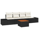 vidaXL Tuinbank Set met kussen 5 pcs Zwart Poly rattan
