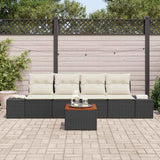 vidaXL Tuinbank Set met kussen 5 pcs Zwart Poly rattan