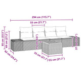 vidaXL Tuinbank Set met kussen 5 pcs Zwart Poly rattan