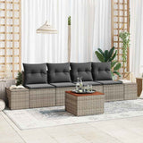 vidaXL Tuinbank Set met kussen 5 pcs Zwart Poly rattan