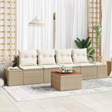 vidaXL Tuinbank Set met kussen 5 pcs Zwart Poly rattan
