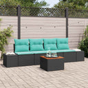 vidaXL Tuinbank Set met kussen 5 pcs Zwart poly rattan