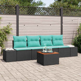 vidaXL Tuinbank Set met kussen 5 pcs Zwart poly rattan