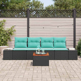 vidaXL Tuinbank Set met kussen 5 pcs Zwart poly rattan