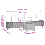vidaXL Tuinbank Set met kussen 5 pcs Zwart poly rattan