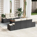 vidaXL Tuinbank Set met kussen 6 pcs Zwart poly rattan