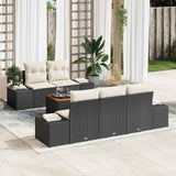 vidaXL Tuinbank Set met kussen 6 pcs Zwart poly rattan