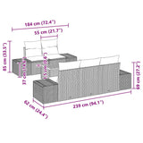 vidaXL Tuinbank Set met kussen 6 pcs Zwart poly rattan