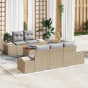 vidaXL Tuinbank Set met kussen 6 pcs Zwart poly rattan