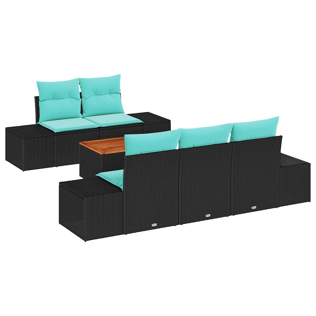 vidaXL Tuinbank Set 6 st Zwart poly rattan