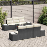 vidaXL Tuinbank Set met kussen 7 pcs Zwart poly rattan