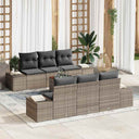 vidaXL Tuinbank Set met kussen 7 pcs Zwart poly rattan