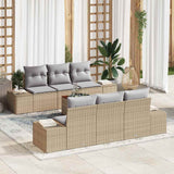 vidaXL Tuinbank Set met kussen 7 pcs Zwart poly rattan