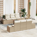 vidaXL Tuinbank Set met kussen 7 pcs Zwart poly rattan