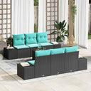 vidaXL Garden Lounge Set 7 pcs Black poly rattan