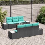vidaXL Garden Lounge Set 7 pcs Black poly rattan