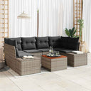 vidaXL Tuinbank Set met kussen 7 pcs Zwart poly rattan