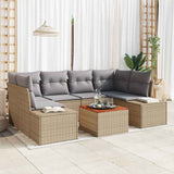 vidaXL Tuinbank Set met kussen 7 pcs Zwart poly rattan