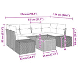 vidaXL Tuinbank Set met kussen 7 pcs Zwart poly rattan