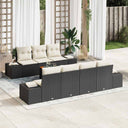 vidaXL Tuinbank Set met kussen 8 pcs Zwart poly rattan