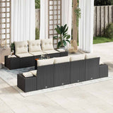 vidaXL Tuinbank Set met kussen 8 pcs Zwart poly rattan