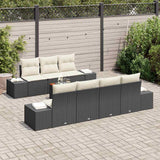 vidaXL Tuinbank Set met kussen 8 pcs Zwart poly rattan