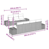 vidaXL Tuinbank Set met kussen 8 pcs Zwart poly rattan