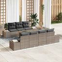 vidaXL Tuinbank Set met kussen 8 pcs Zwart poly rattan