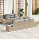 vidaXL Tuinbank Set met kussen 8 pcs Zwart poly rattan