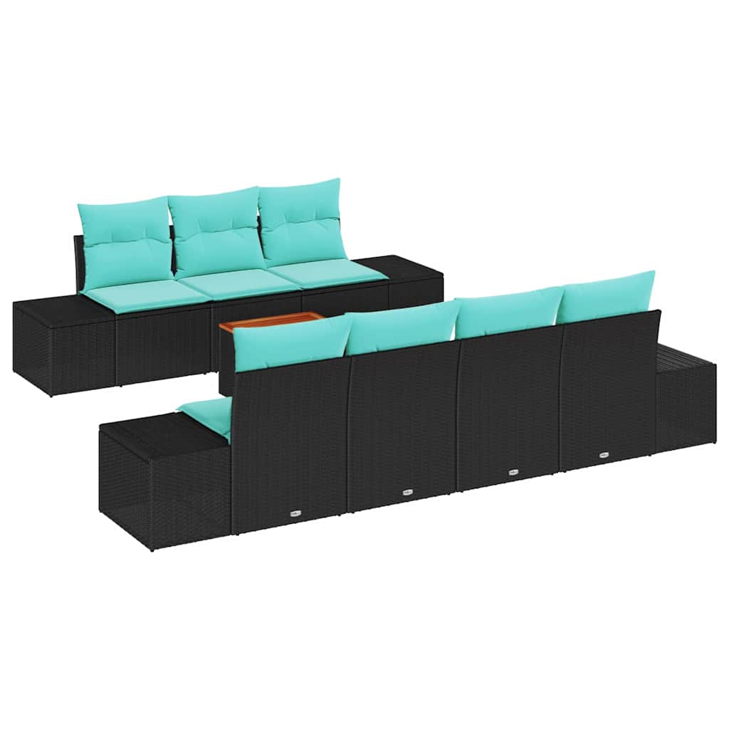 vidaXL Tuinbank Set 8 st Zwart poly rattan