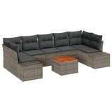vidaXL Tuinbank Set met kussen 8 pcs Zwart poly rattan