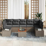 vidaXL Tuinbank Set met kussen 8 pcs Zwart poly rattan