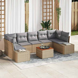 vidaXL Tuinbank Set met kussen 8 pcs Zwart poly rattan