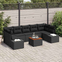 vidaXL Tuinbank Set met kussen 8 pcs Zwart poly rattan