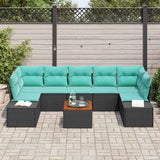 vidaXL Tuinbank Set met kussen 8 pcs Zwart poly rattan