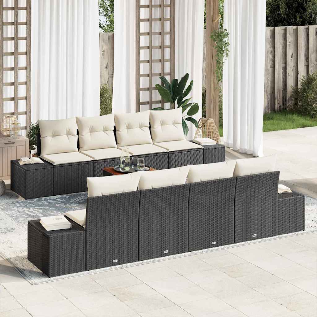 vidaXL Garden Sofa Set with cushions 9 pcs Black poly rattan