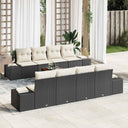 vidaXL Garden Sofa Set with cushions 9 pcs Black poly rattan