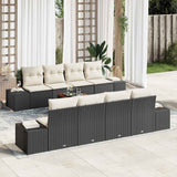 vidaXL Garden Sofa Set with cushions 9 pcs Black poly rattan
