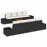 vidaXL Garden Sofa Set with cushions 9 pcs Black poly rattan