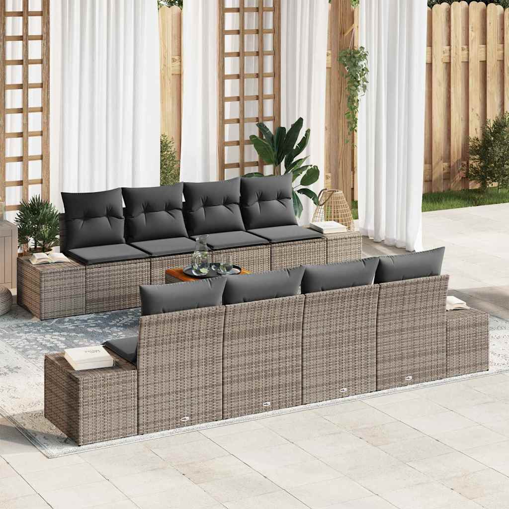 vidaXL Garden Sofa Set with cushions 9 pcs Black poly rattan