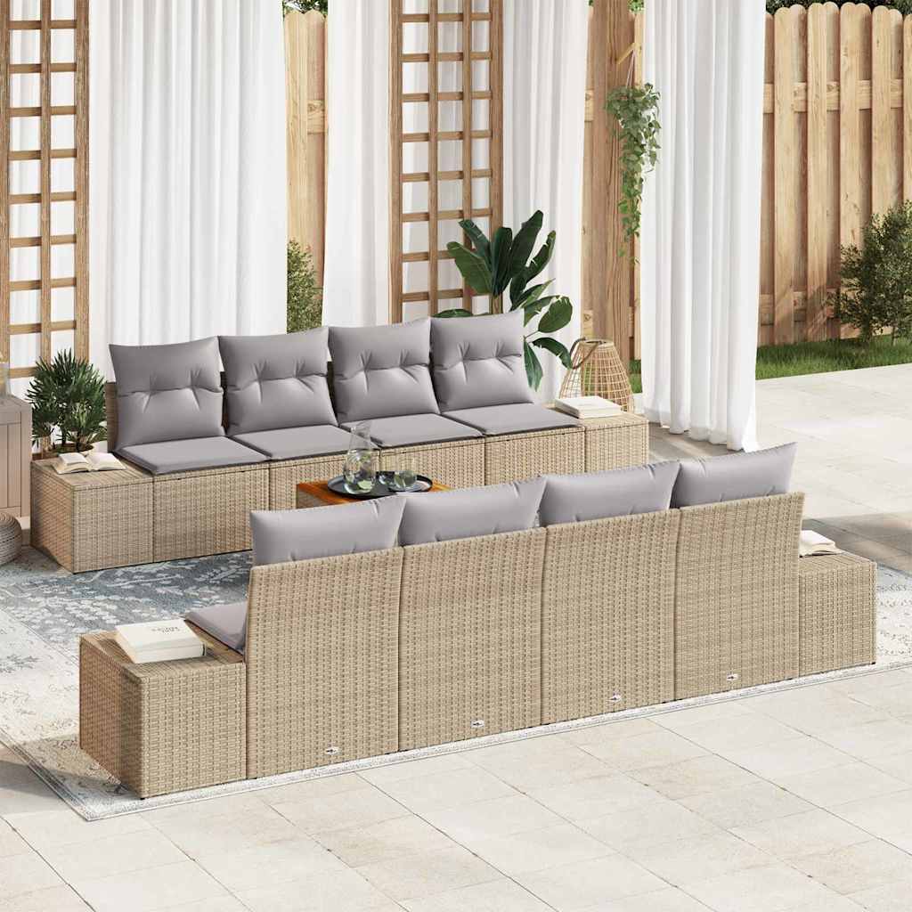vidaXL Garden Sofa Set with cushions 9 pcs Black poly rattan