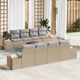 vidaXL Garden Sofa Set with cushions 9 pcs Black poly rattan