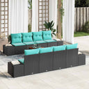 vidaXL Garden Lounge Set 9 pcs Black poly rattan