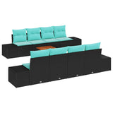 vidaXL Garden Lounge Set 9 pcs Black poly rattan