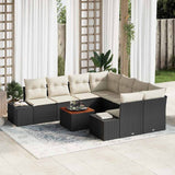 vidaXL Tuinbank Set met kussen 9 pcs Zwart poly rattan