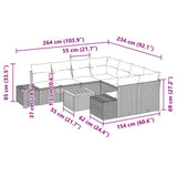 vidaXL Tuinbank Set met kussen 9 pcs Zwart poly rattan