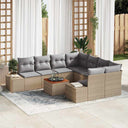 vidaXL Tuinbank Set met kussen 9 pcs Zwart poly rattan
