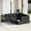 vidaXL Tuinbank Set met kussen 9 pcs Zwart poly rattan