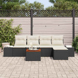 vidaXL Tuinbank Set met kussen 6 pcs Zwart poly rattan